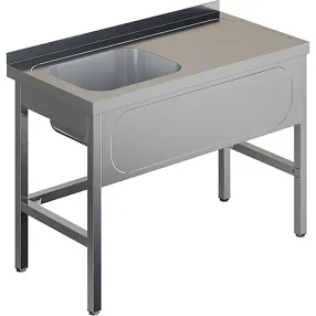 ванна моечная цельнотянутая с рабочей поверхностью с бортом вмцр/1-16/6-бп