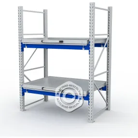 стеллаж с выкатными платформами s-heavy 1000/1300 (2 яруса хранения)