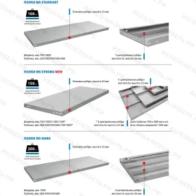 стеллаж ms hard 1850х1000х600 (4 полки)