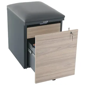 тумба офисная с пуфом практикант, 2 ящика (антрацит/вяз)