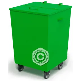 контейнер металлический для мусора кбм-0,75 на колесах с крышкой, усиленный